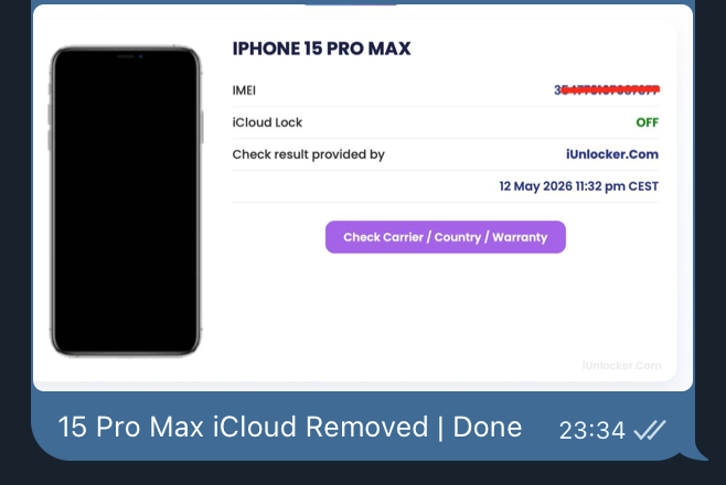 iPhone 15 Pro Max iCloud Removed iCloud OFF